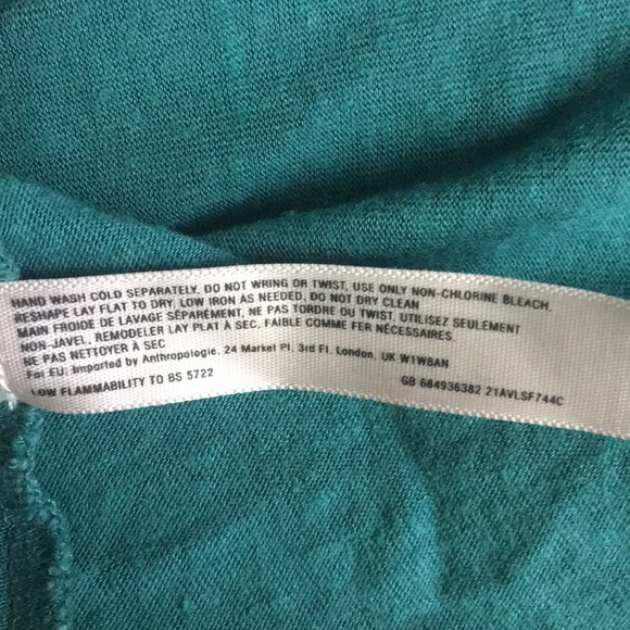 Anthropologie teal tank top with cool twist🌸 - Picture 4 of 6